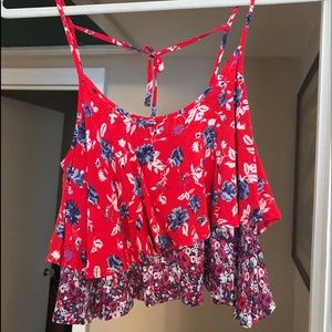 Pink/red floral crop top